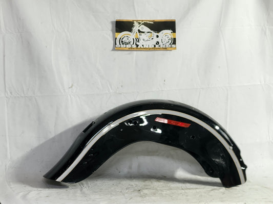 2003 Harley-Davidson FLSTFI Fat Boy Rear Fender with vivid black finish and sterling silver accents - front view