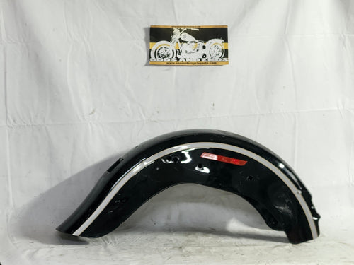 2003 Harley-Davidson FLSTFI Fat Boy Rear Fender with vivid black finish and sterling silver accents - front view